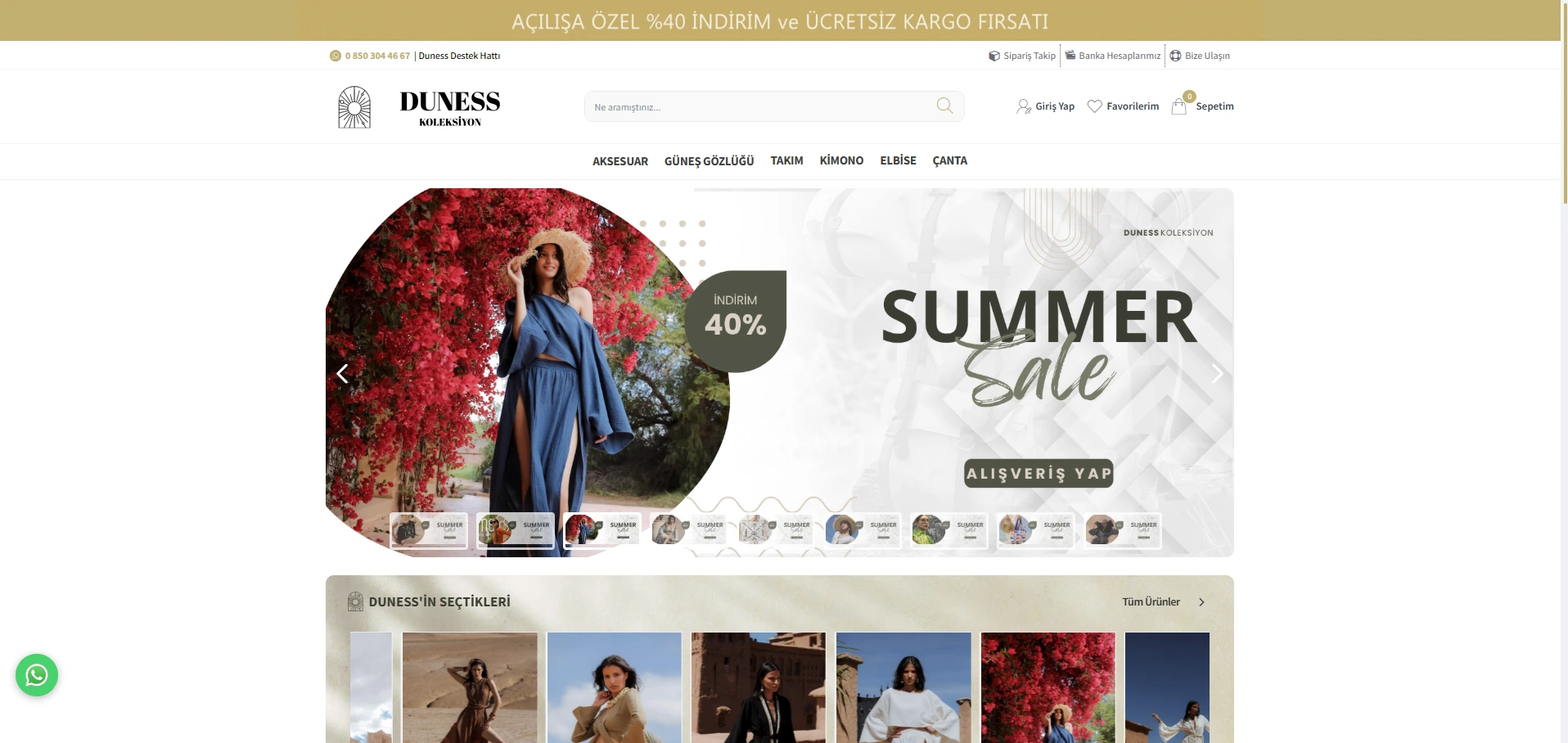 Duness Collection e-commerce homepage